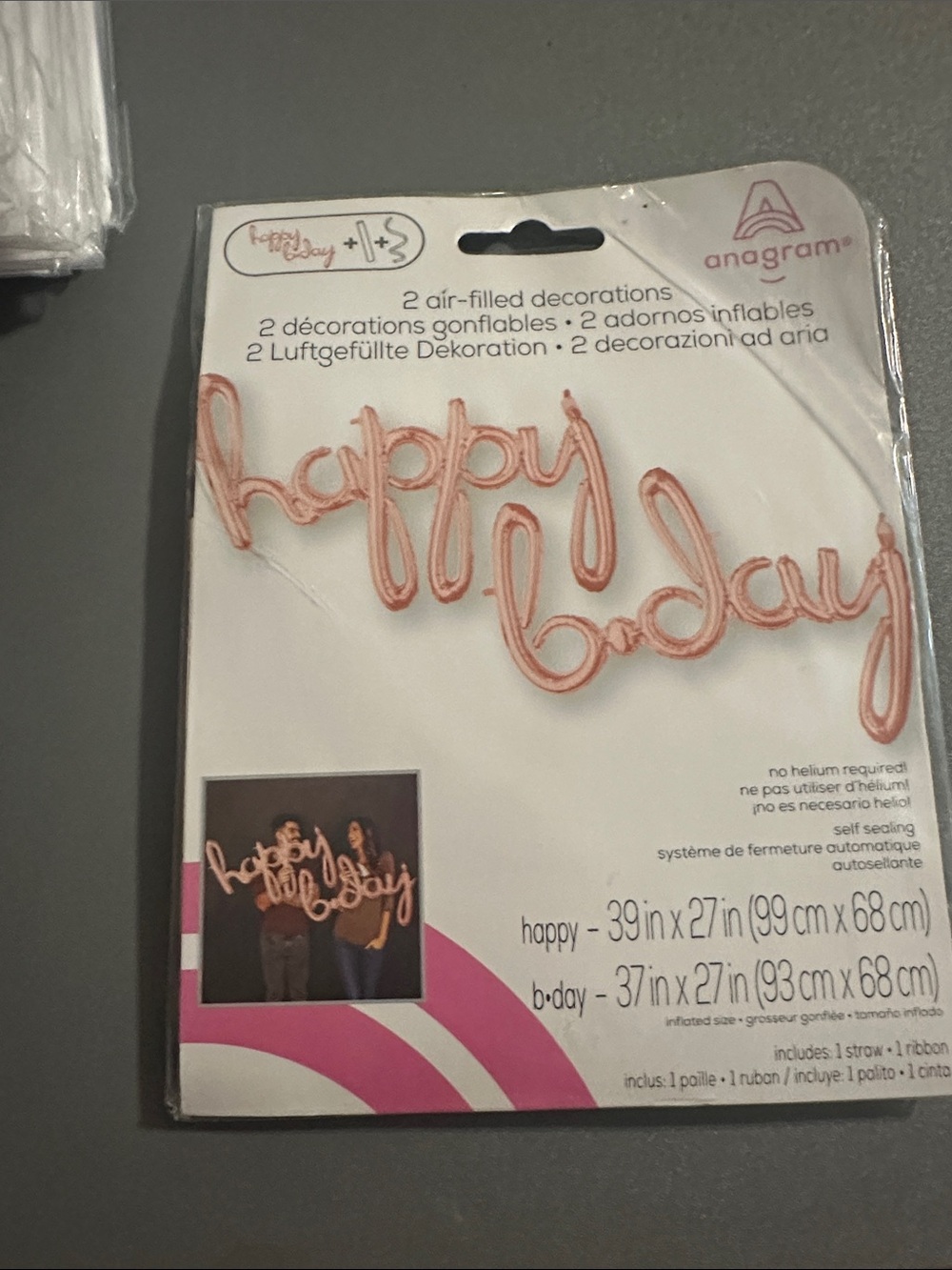 Anagram Rose Gold "Happy Birthday" Air-Filled Decorations